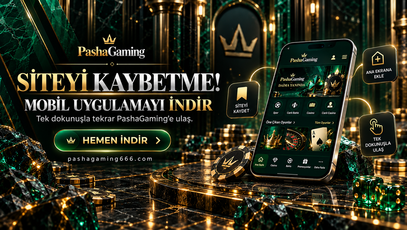 Siteyi kaybetme, PashaGaming mobil uygulamasını indir